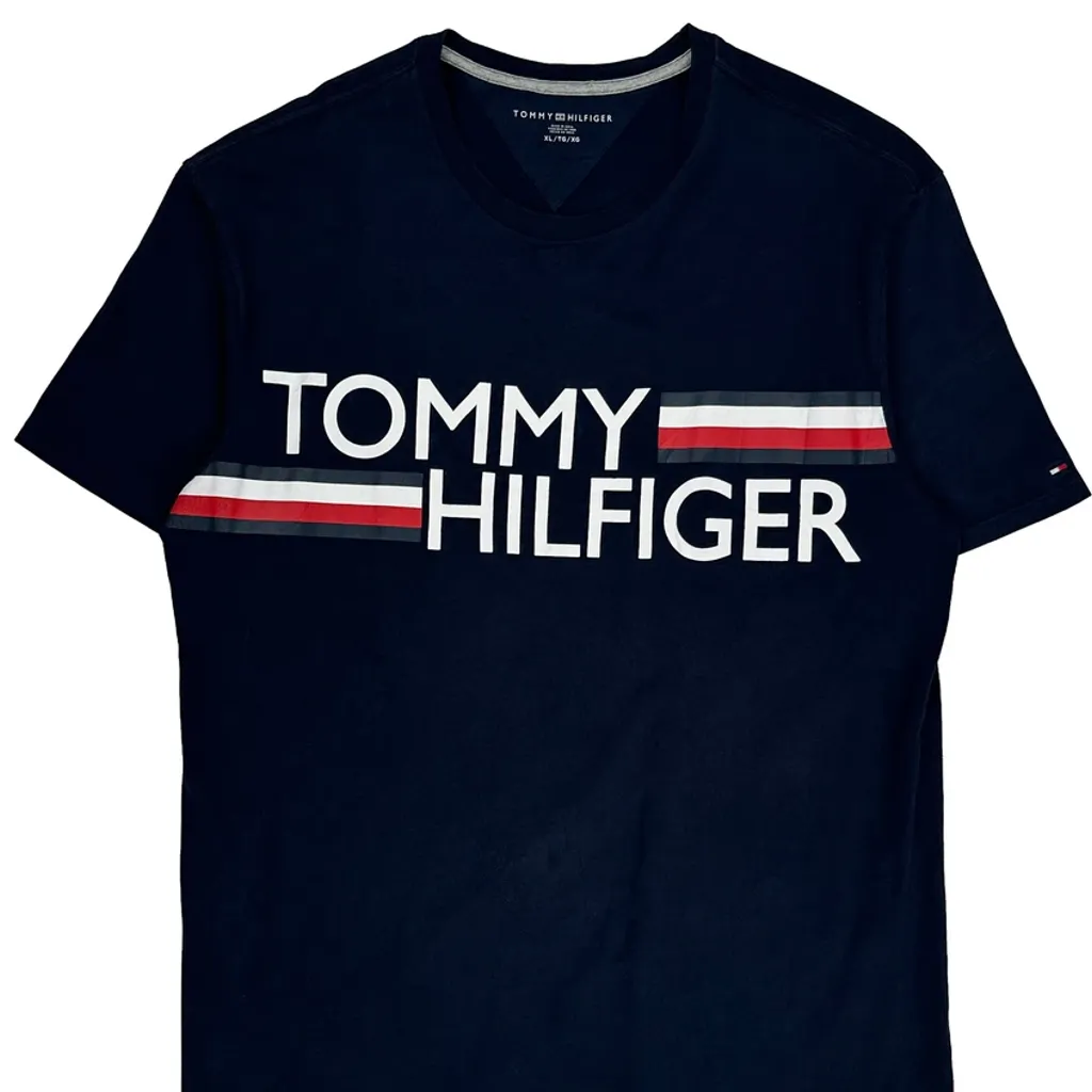 Tommy Hilfiger Spellout T-Shirt - XL Navy Cotton - Image 6