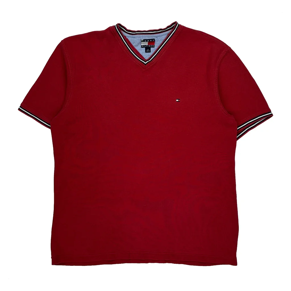 Tommy Hilfiger T-Shirt - Large Red Cotton