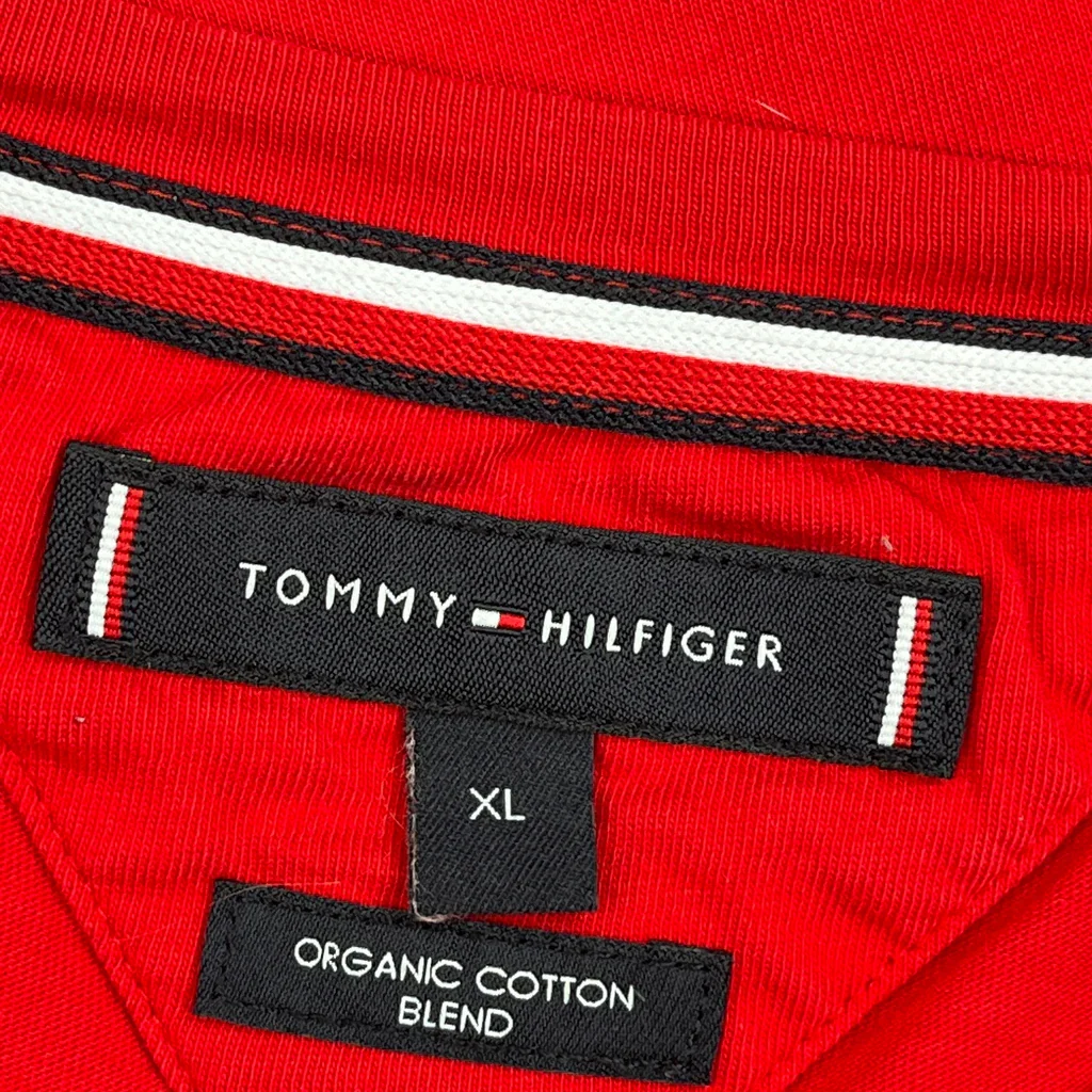 Tommy Hilfiger Striped T-Shirt - XL Red Cotton Blend - Image 3