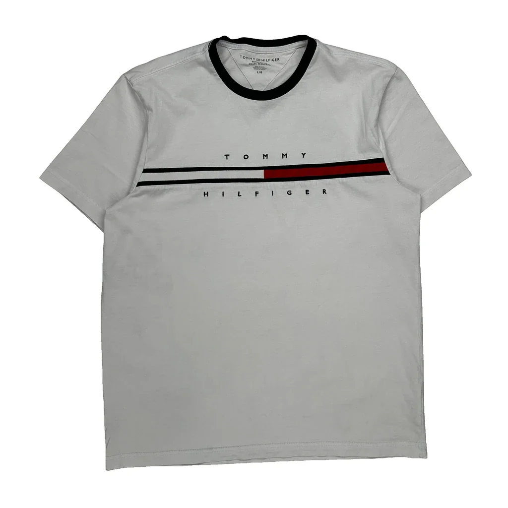 Tommy Hilfiger T-Shirt - Large White Cotton