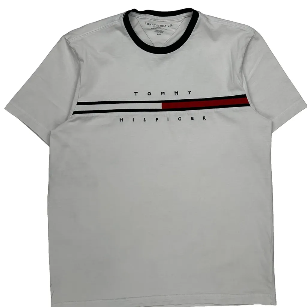Tommy Hilfiger T-Shirt - Large White Cotton - Image 4