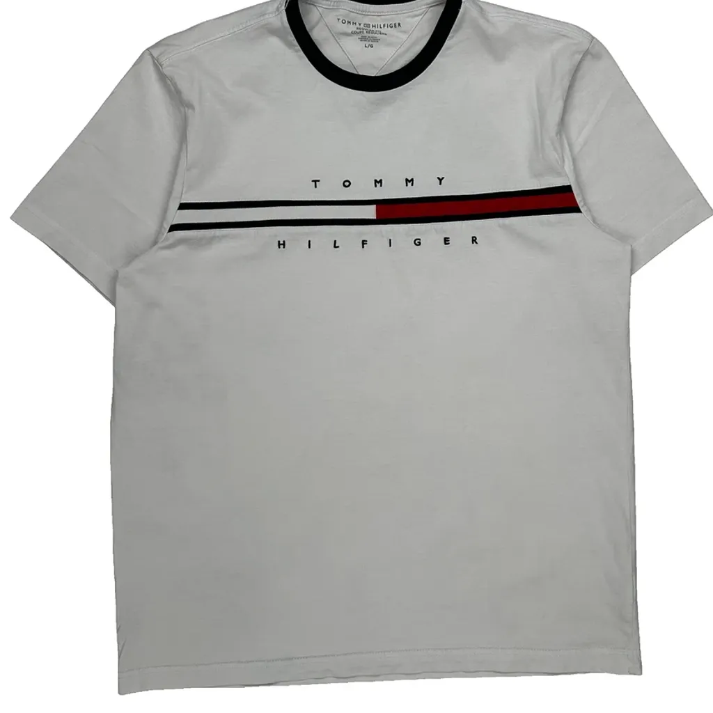 Tommy Hilfiger T-Shirt - Large White Cotton - Image 5