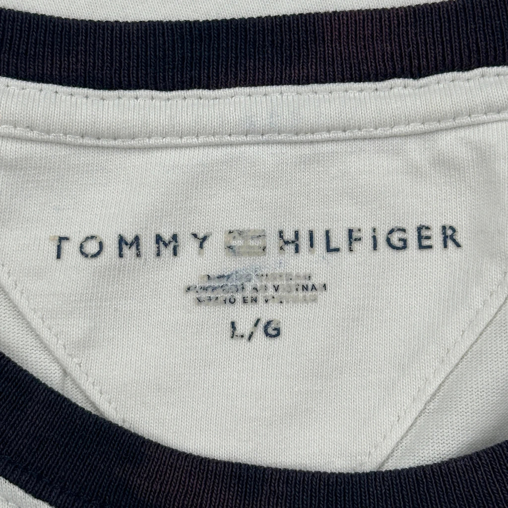 Tommy Hilfiger Striped T-Shirt - Large White Cotton - Image 3