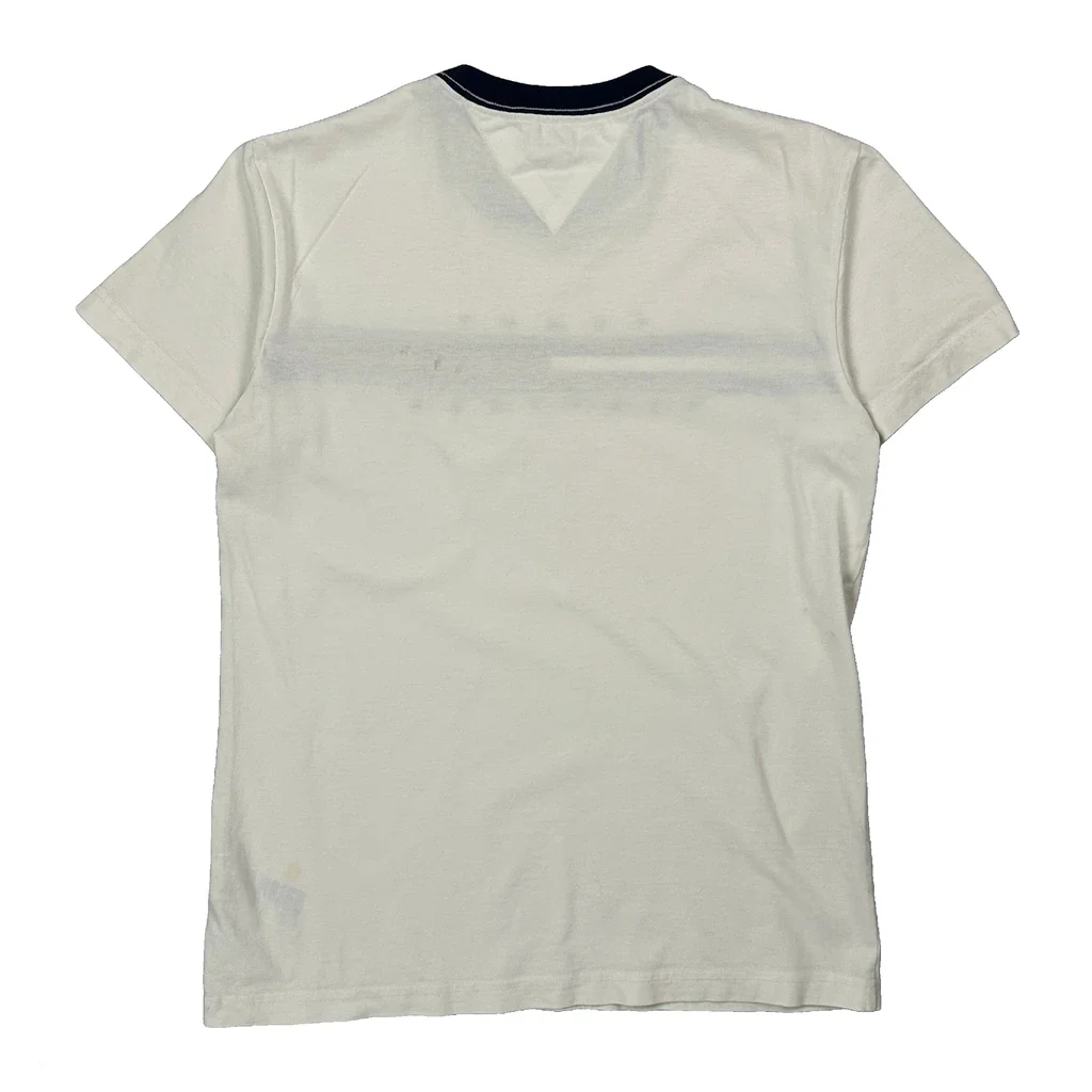 Tommy Hilfiger Striped T-Shirt - Small White Cotton - Image 2