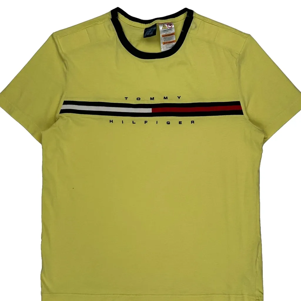 Tommy Hilfiger Striped T-Shirt - Large Yellow Cotton - Image 4