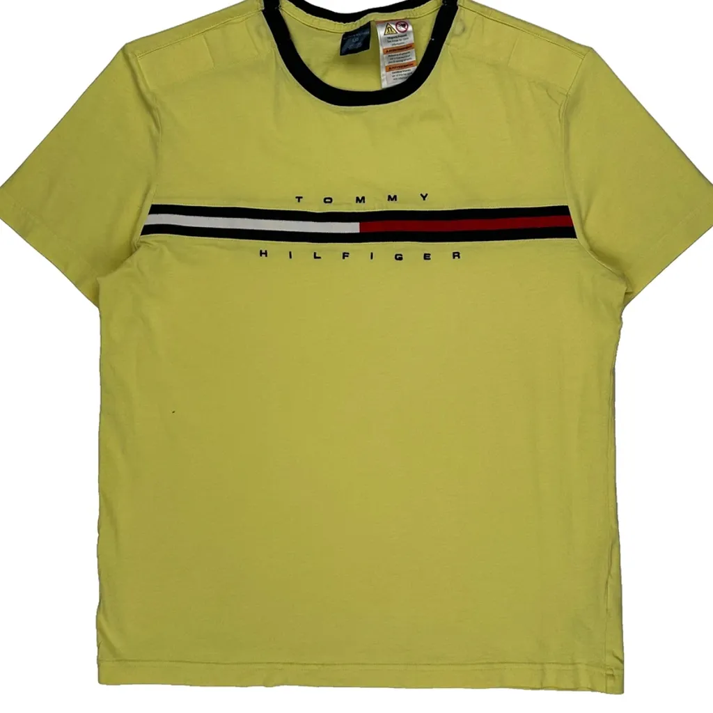 Tommy Hilfiger Striped T-Shirt - Large Yellow Cotton - Image 5