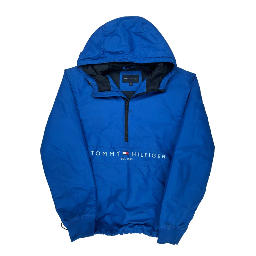 Tommy Hilfiger Spellout Windbreaker - Large Blue Polyester