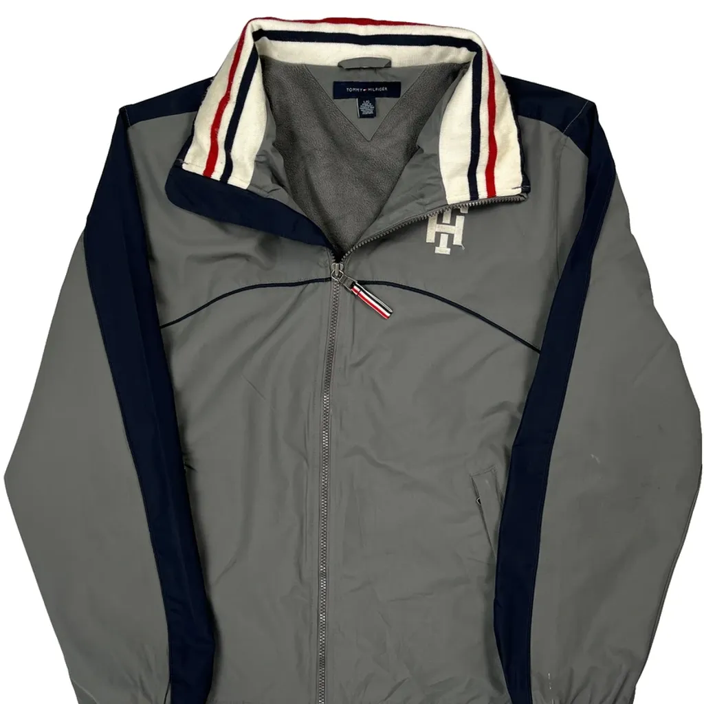 Tommy Hilfiger Spellout Windbreaker - Large Grey Polyester - Image 4