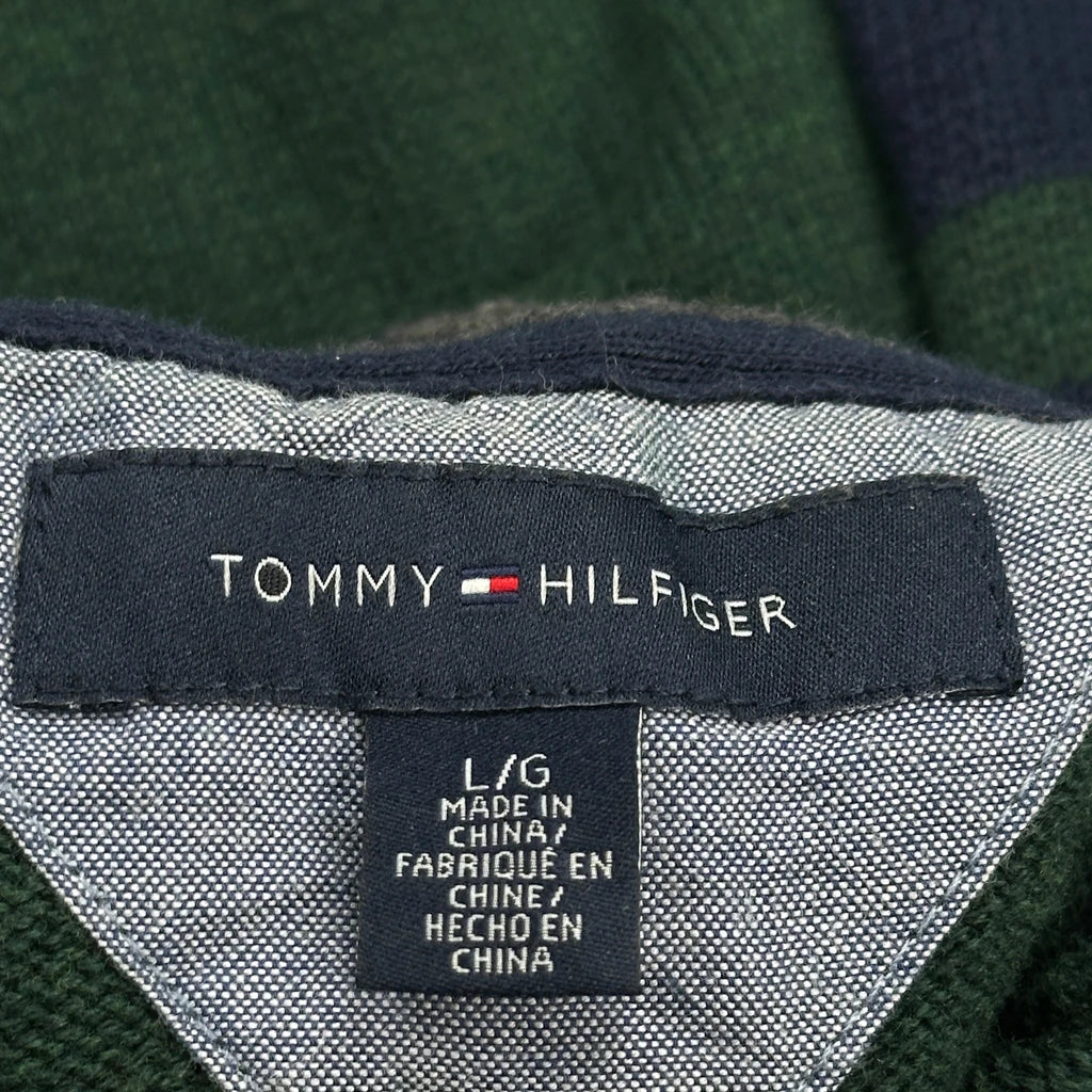 Tommy Hilfiger Striped Zip Up - Large Green Cotton - Image 3