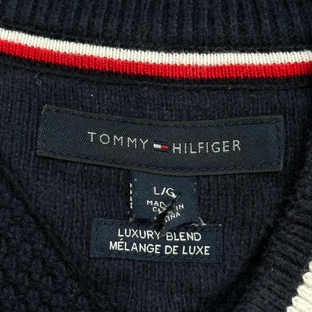 Tommy Hilfiger Contrast Stitch Zip Up - Large Navy Cotton Blend - Image 3