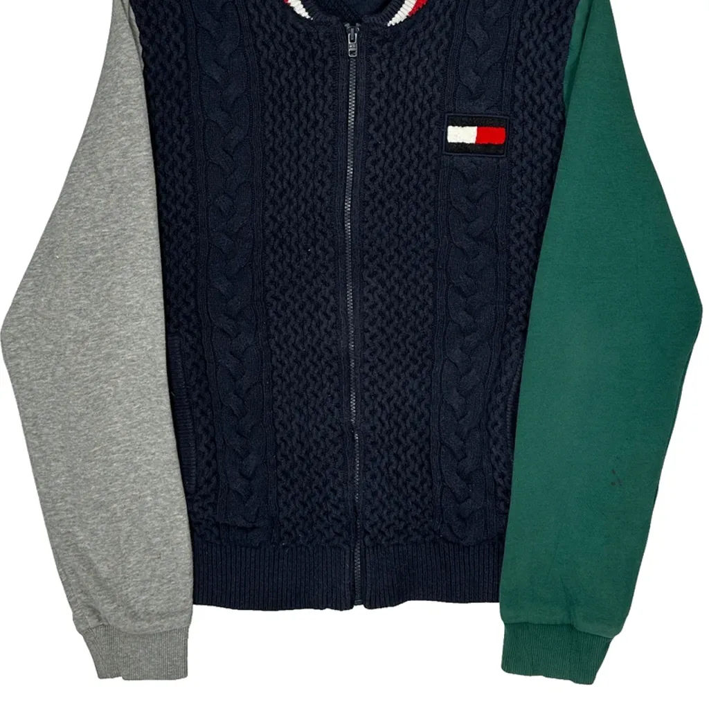 Tommy Hilfiger Contrast Stitch Zip Up - Large Navy Cotton Blend - Image 4