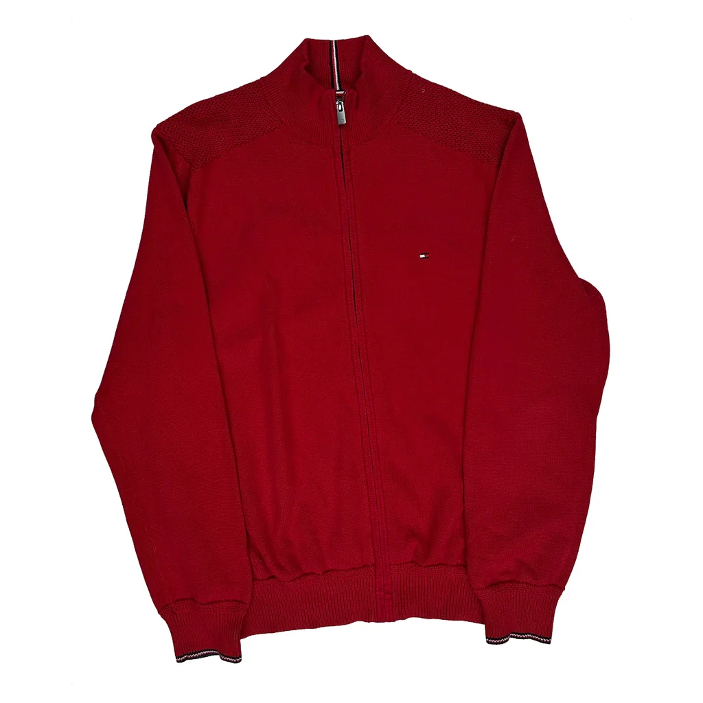 Tommy Hilfiger Zip Up - XL Red Cotton