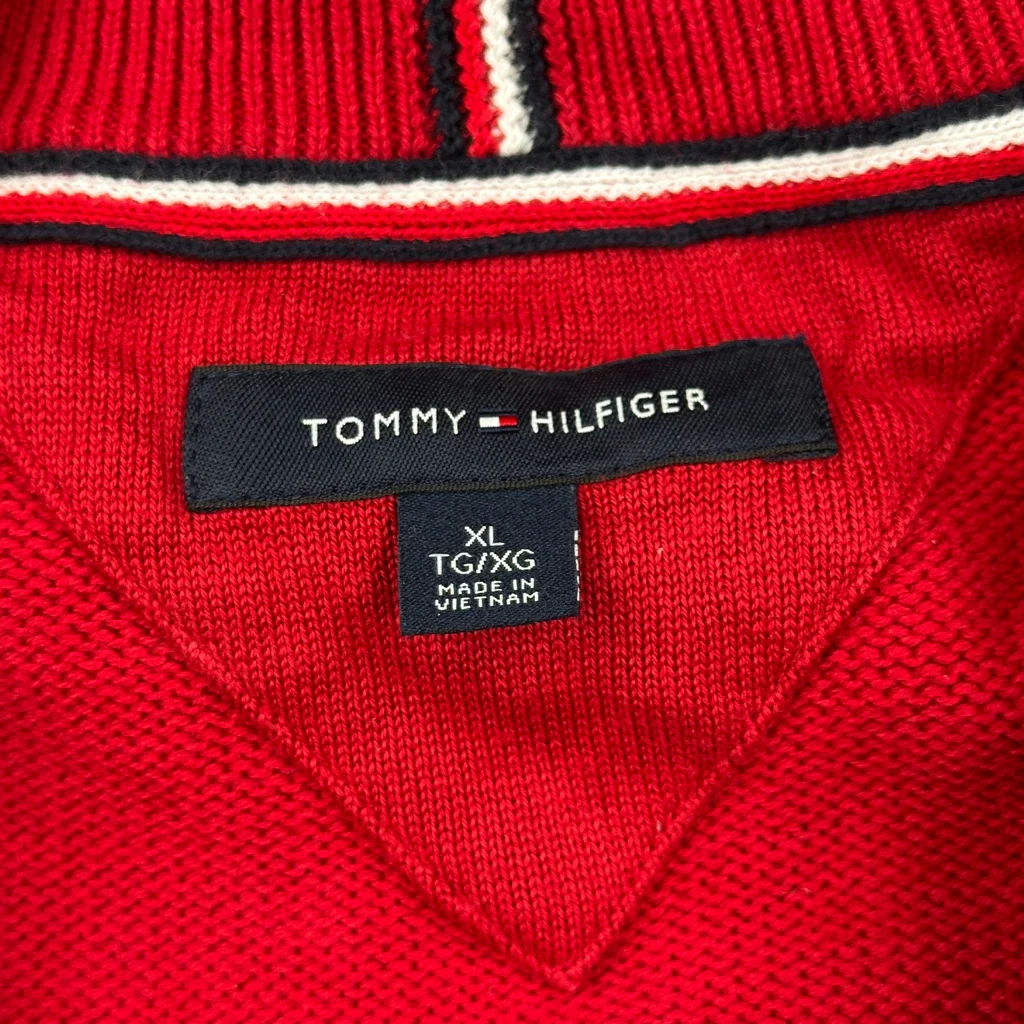 Tommy Hilfiger Zip Up - XL Red Cotton - Image 3