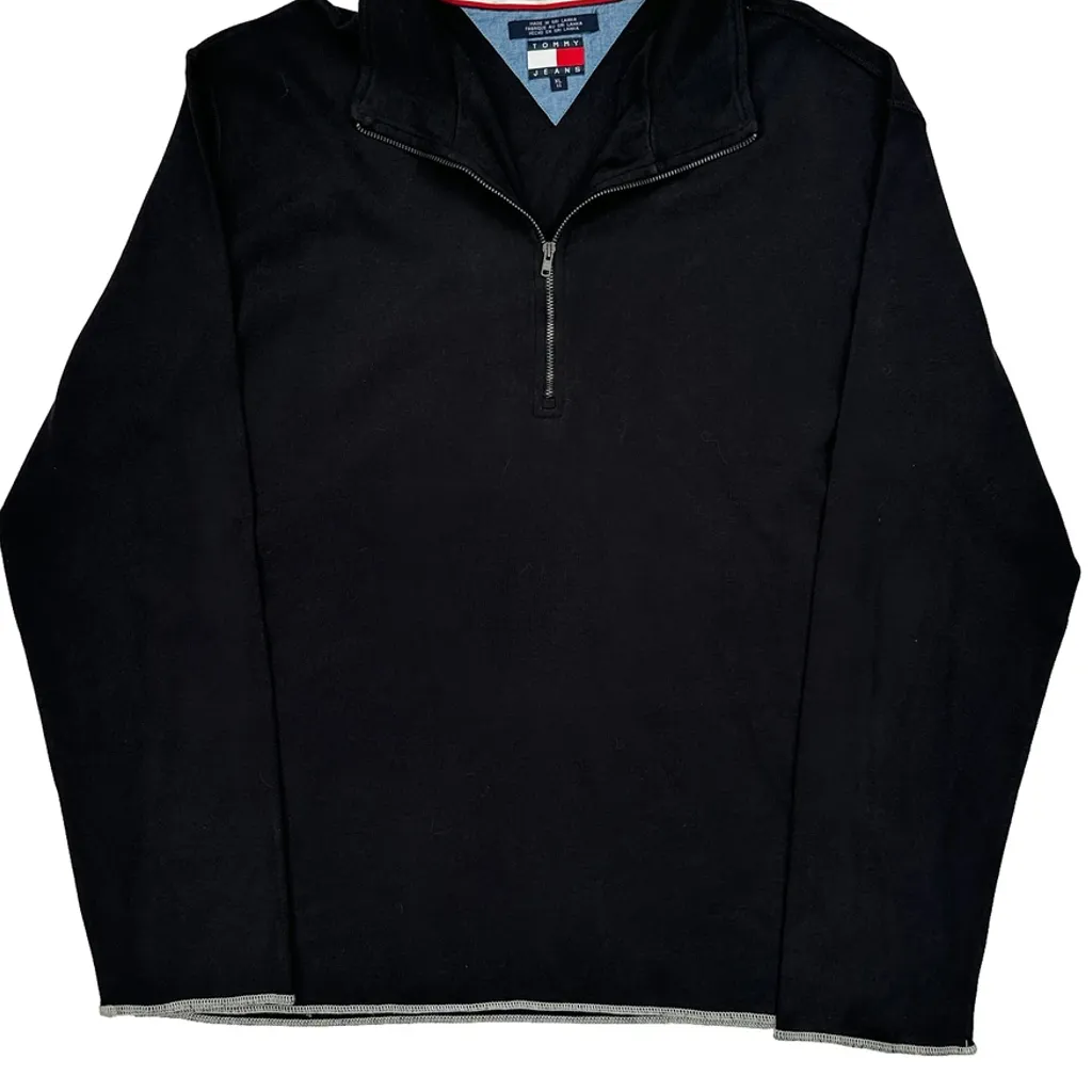 Tommy Jeans 1/4 Zip - XL Black Cotton - Image 5