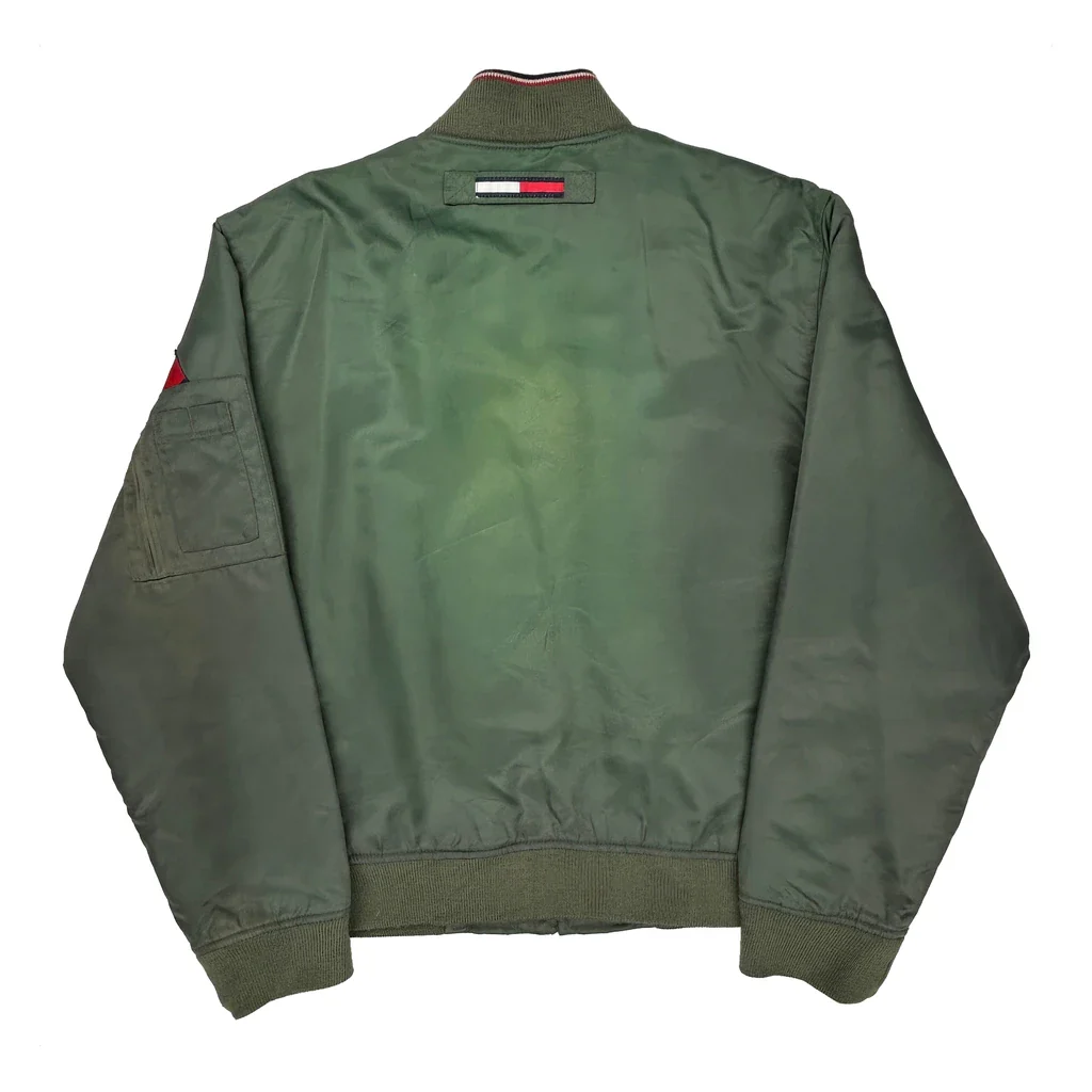Tommy Jeans Bomber Jacket - Medium Green Polyester - Image 2