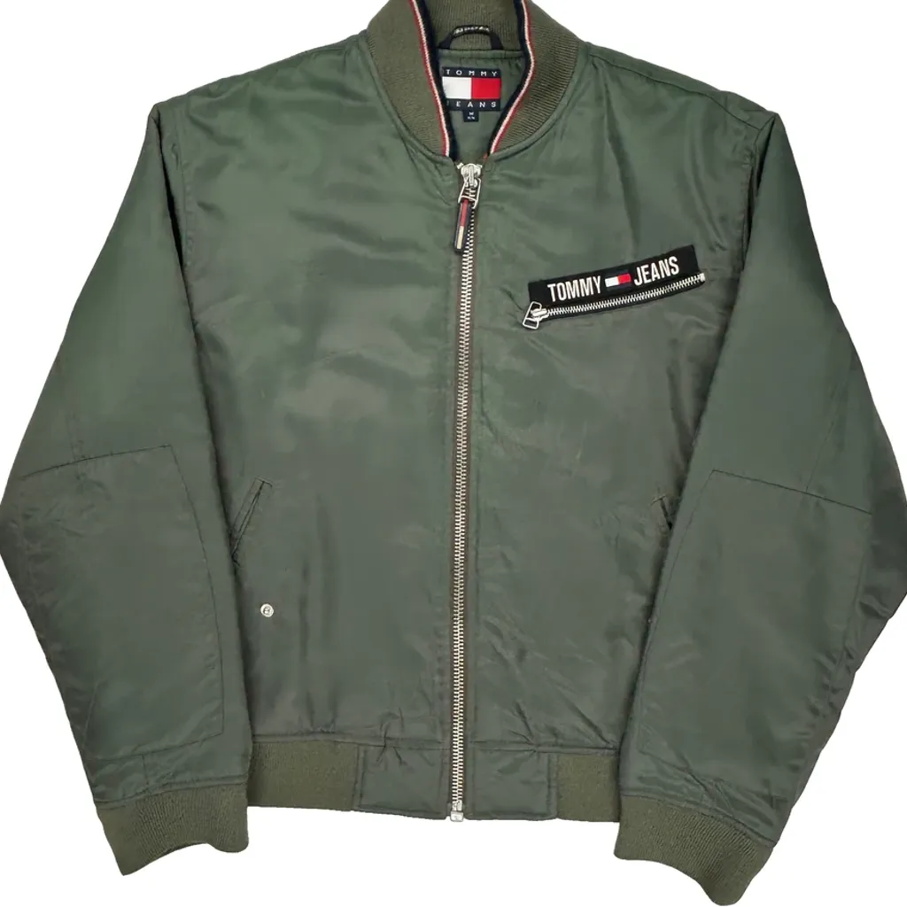 Tommy Jeans Bomber Jacket - Medium Green Polyester - Image 4