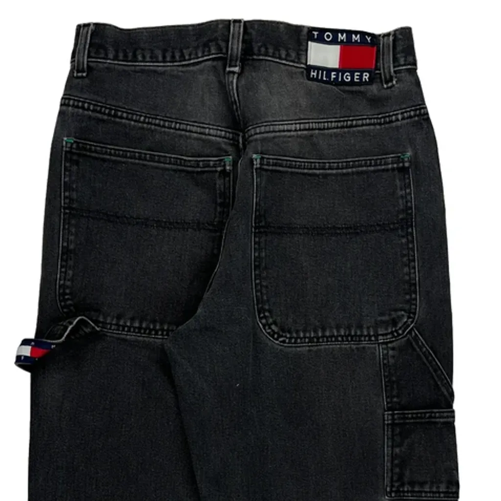 90s Tommy Jeans Carpenter Jeans - 31W 31L Black Cotton - Image 6