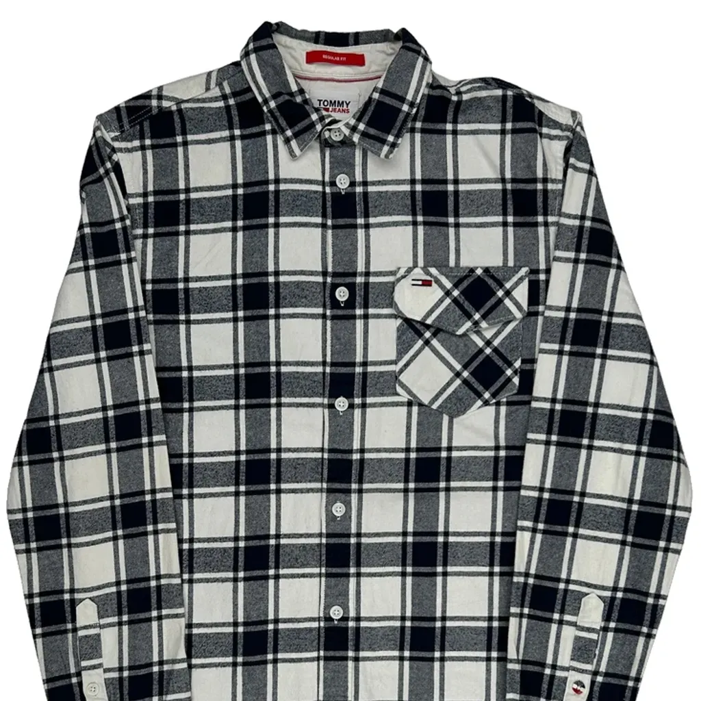 Tommy Jeans Checked Flannel Shirt - Medium Black & White Cotton - Image 4