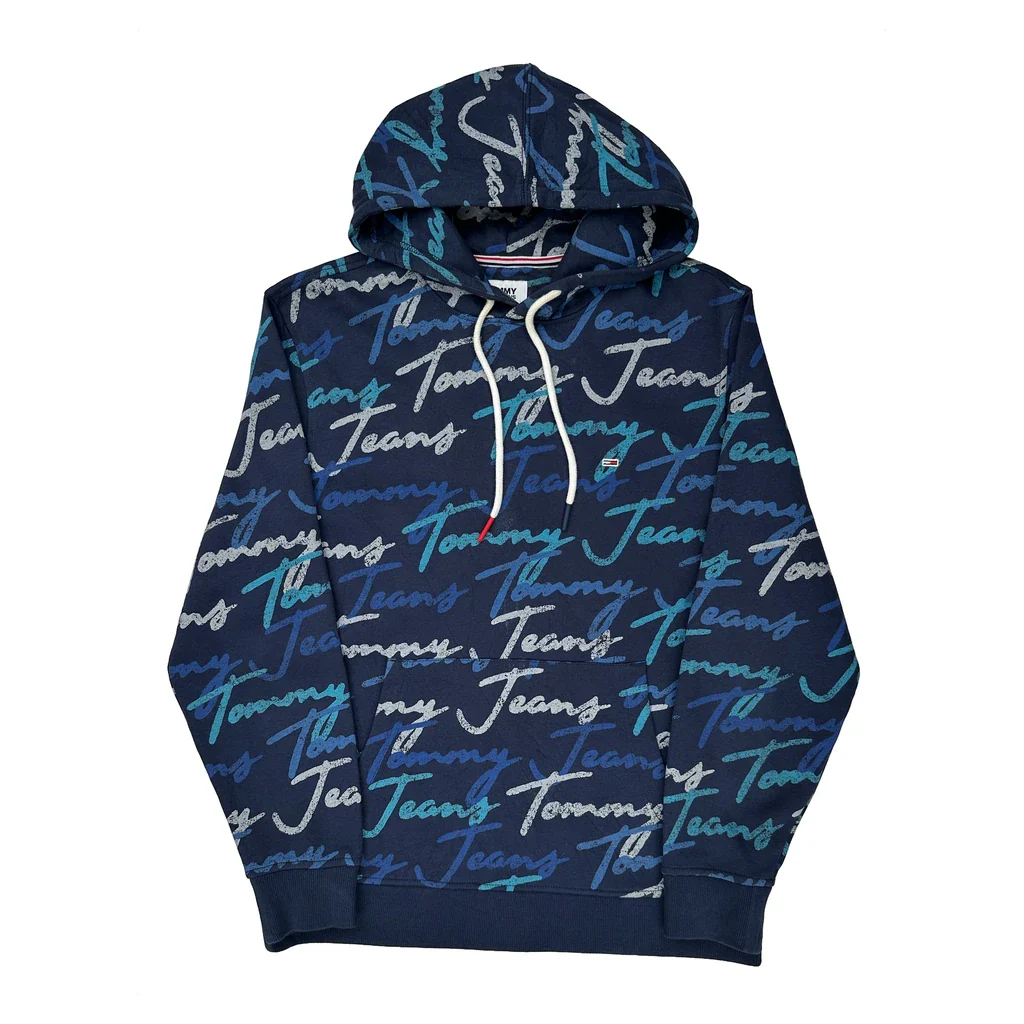 Tommy Jeans Hoodie - Medium Blue Cotton