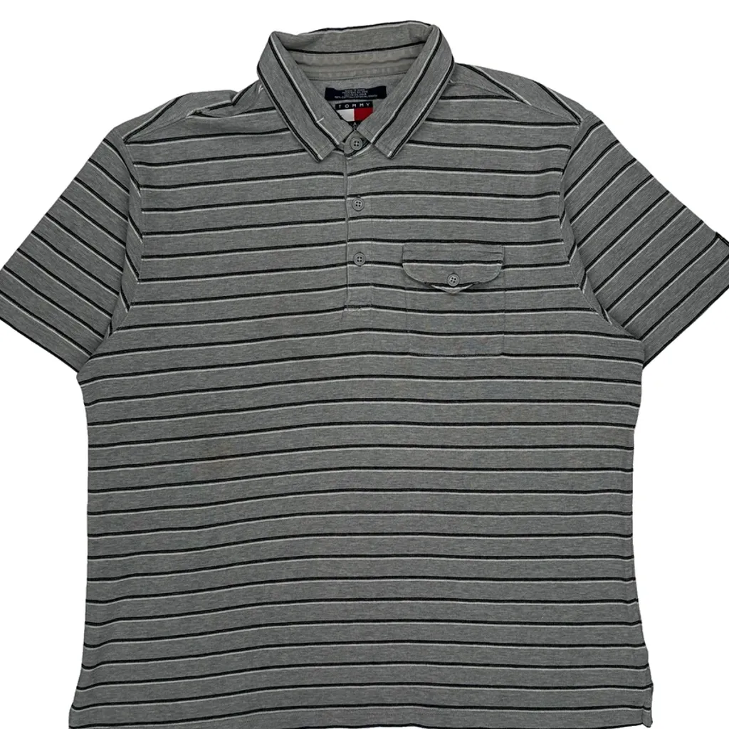 Tommy Jeans Striped Polo Shirt - Large Grey Cotton - Image 4