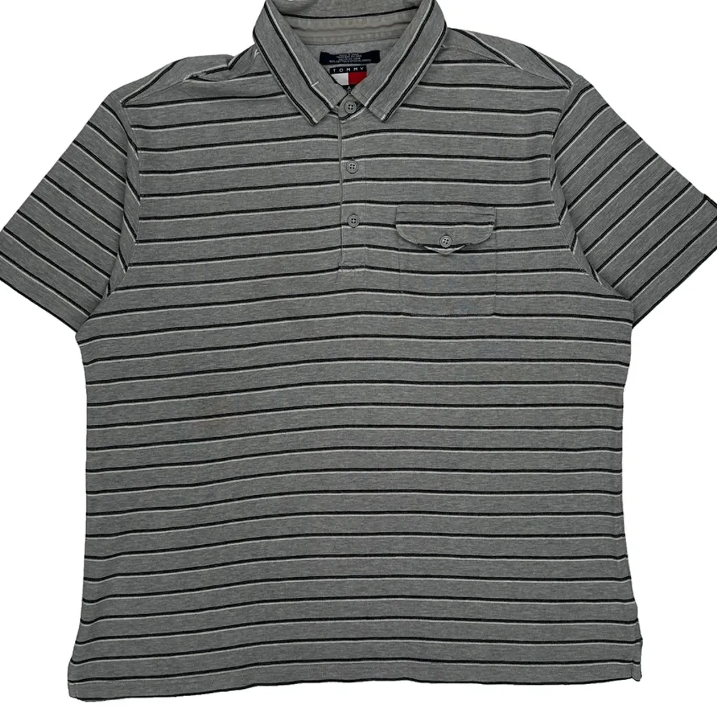 Tommy Jeans Striped Polo Shirt - Large Grey Cotton - Image 5
