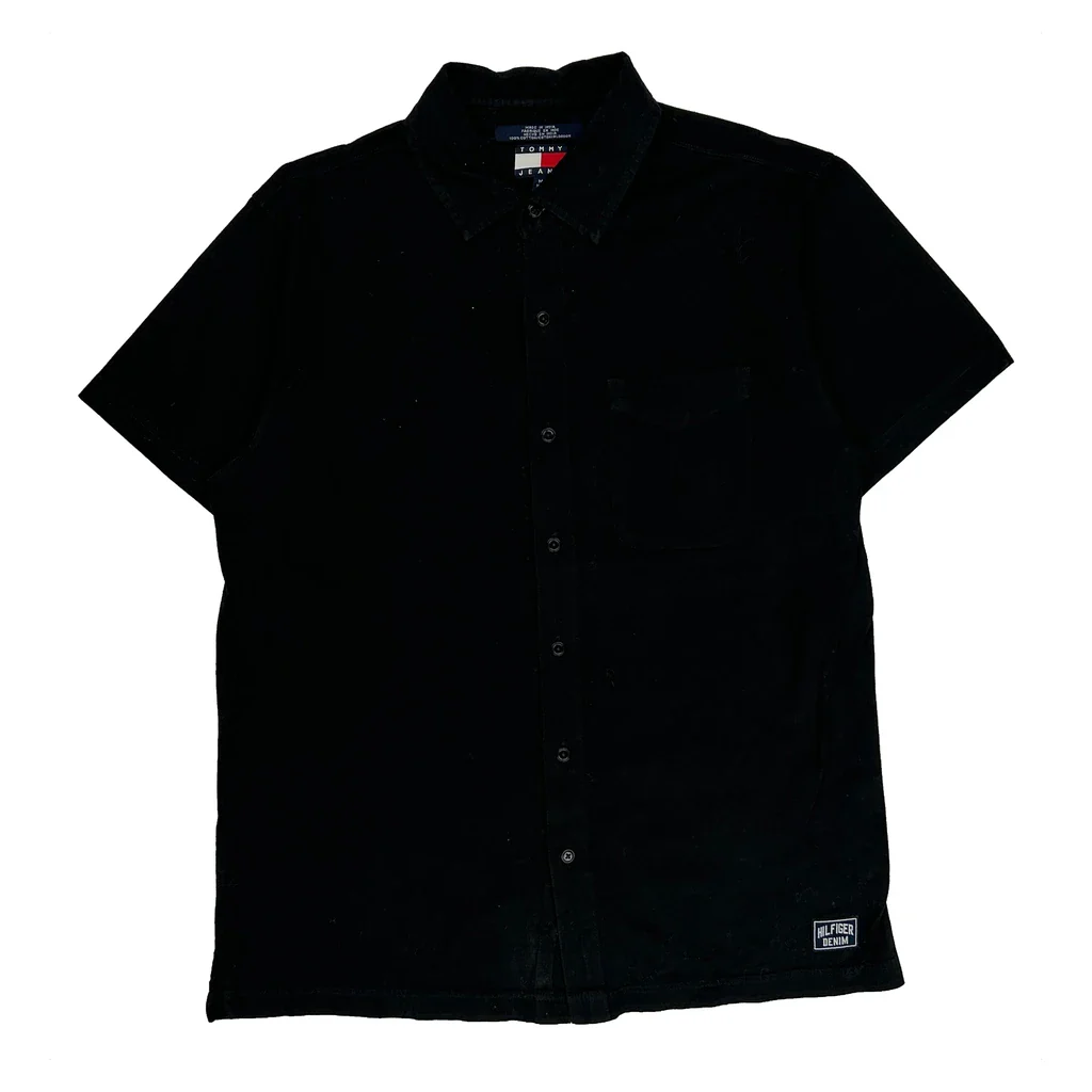 Tommy Jeans Short Sleeve Shirt - Medium Black Cotton