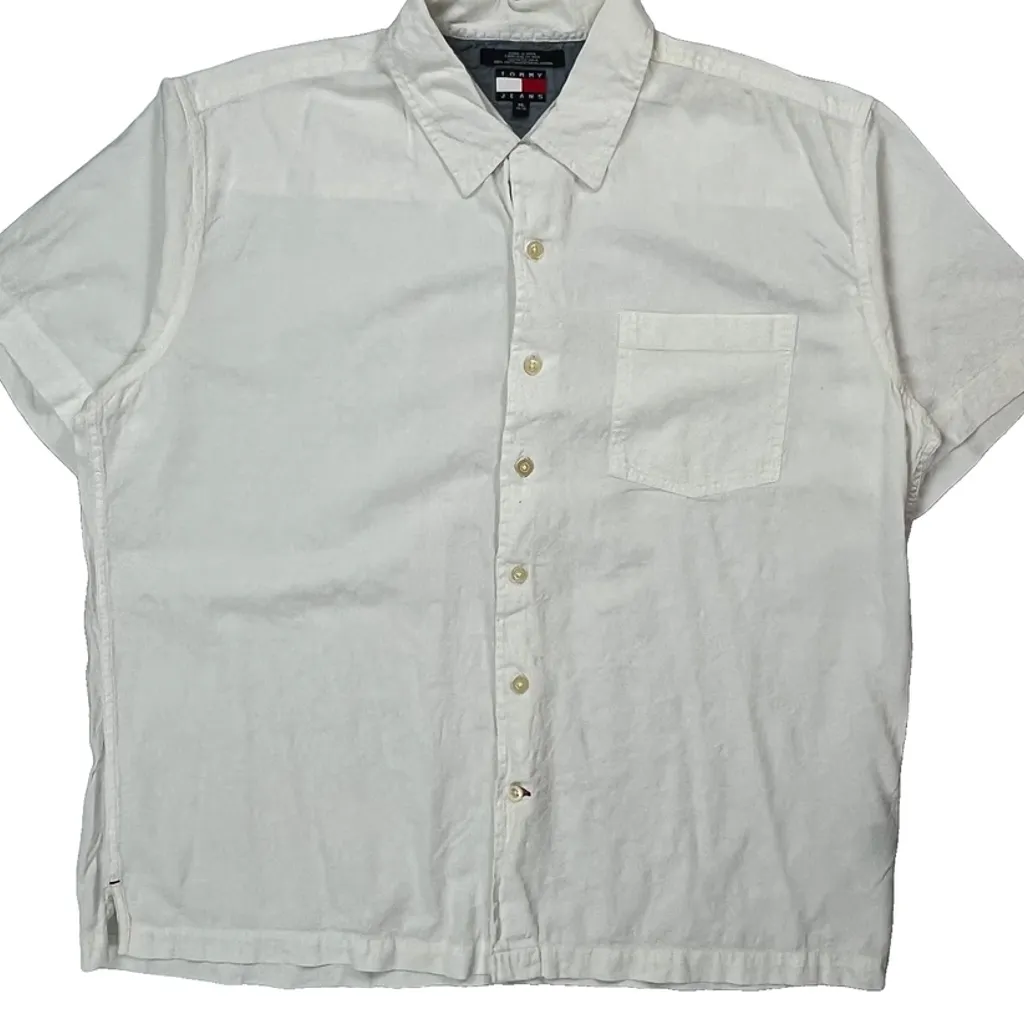 Tommy Jeans Short Sleeve Shirt - XL White Cotton - Image 4