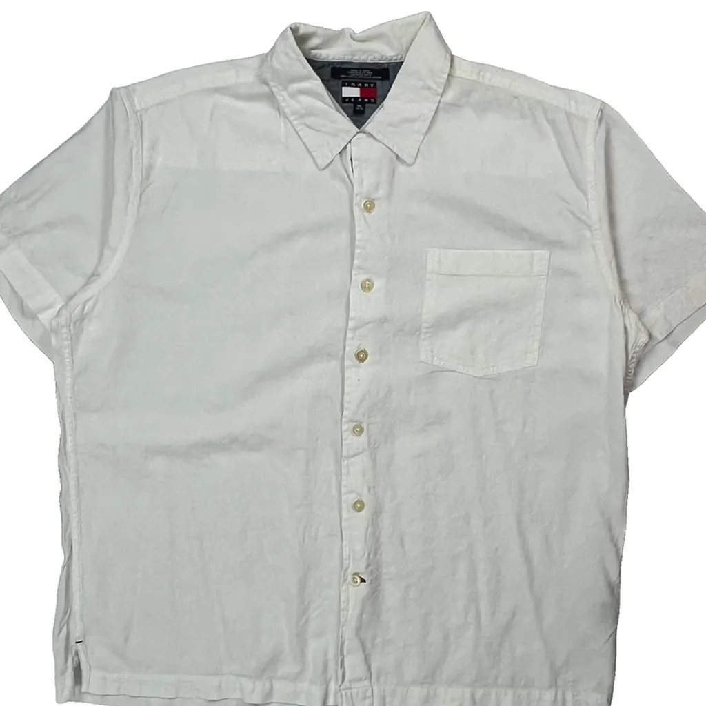 Tommy Jeans Short Sleeve Shirt - XL White Cotton - Image 5