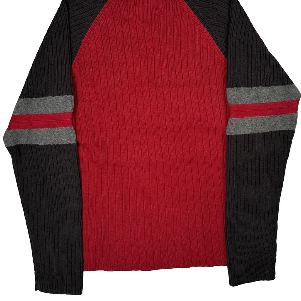 Tommy Jeans Striped Ribbed Knit Sweater - Large Red Cotton - Image 7