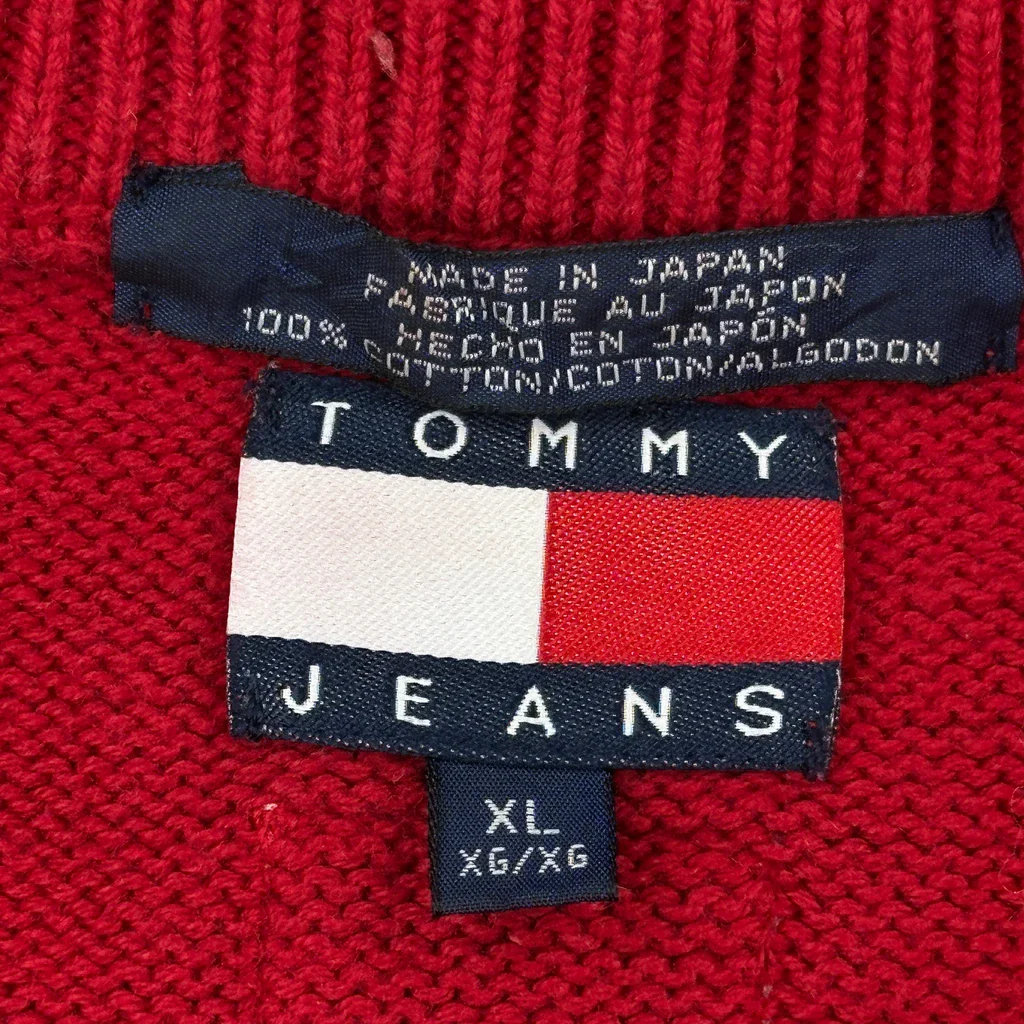 Tommy Jeans Striped Sweater - XL Red Cotton - Image 3