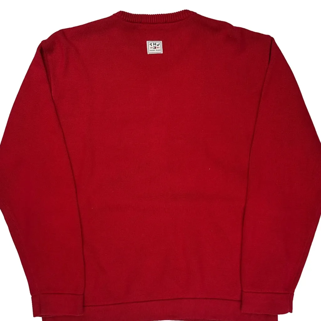 Tommy Jeans Striped Sweater - XL Red Cotton - Image 6