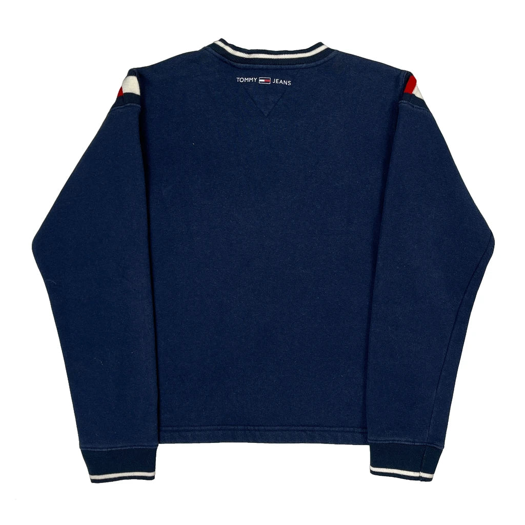 Tommy Jeans Spellout Sweatshirt - Large Blue Cotton Blend - Image 2