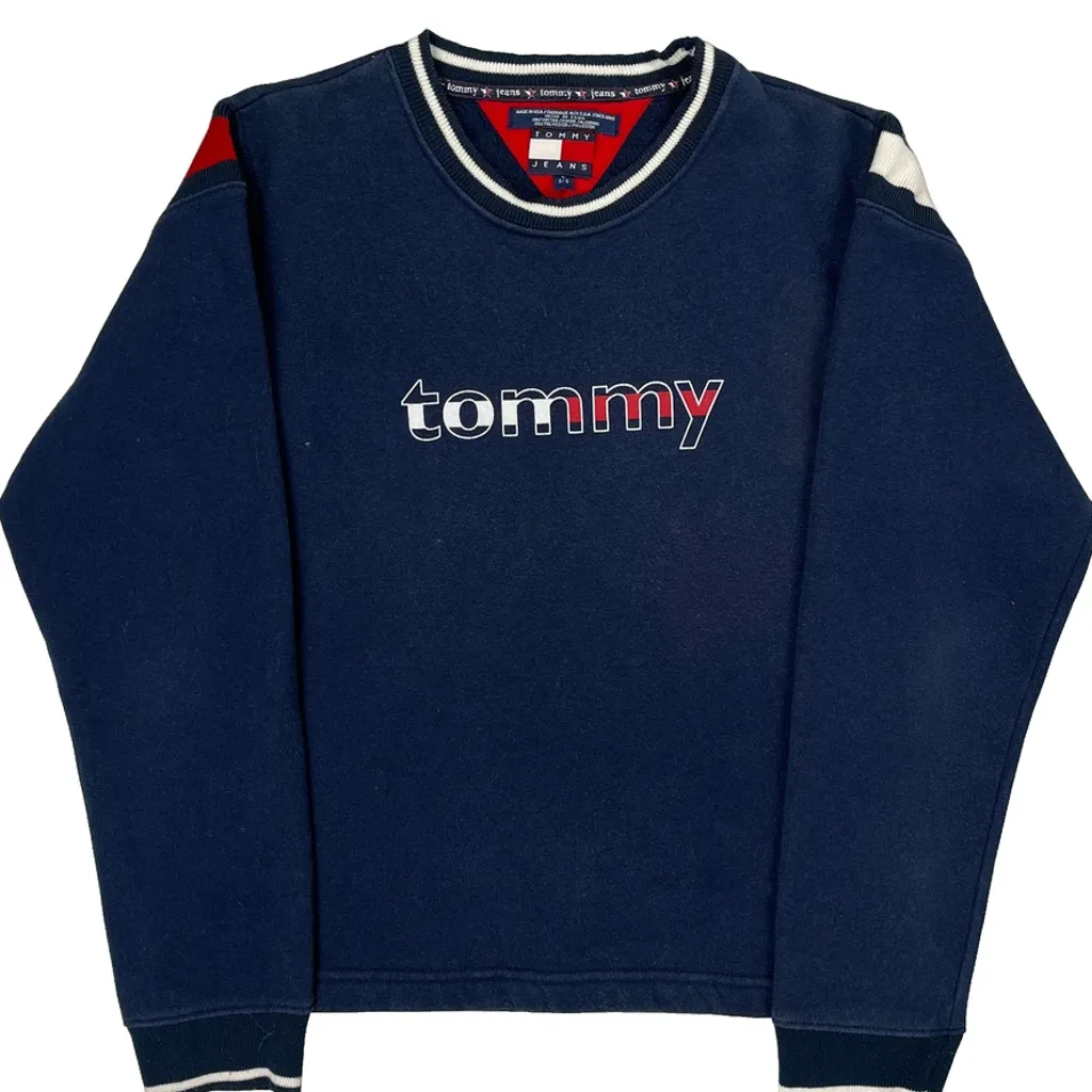 Tommy Jeans Spellout Sweatshirt - Large Blue Cotton Blend - Image 4