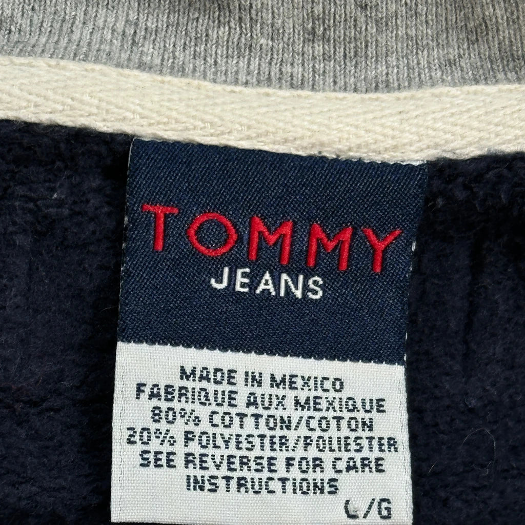90s Tommy Jeans Spellout Sweatshirt - Large Navy Cotton Blend - Image 3