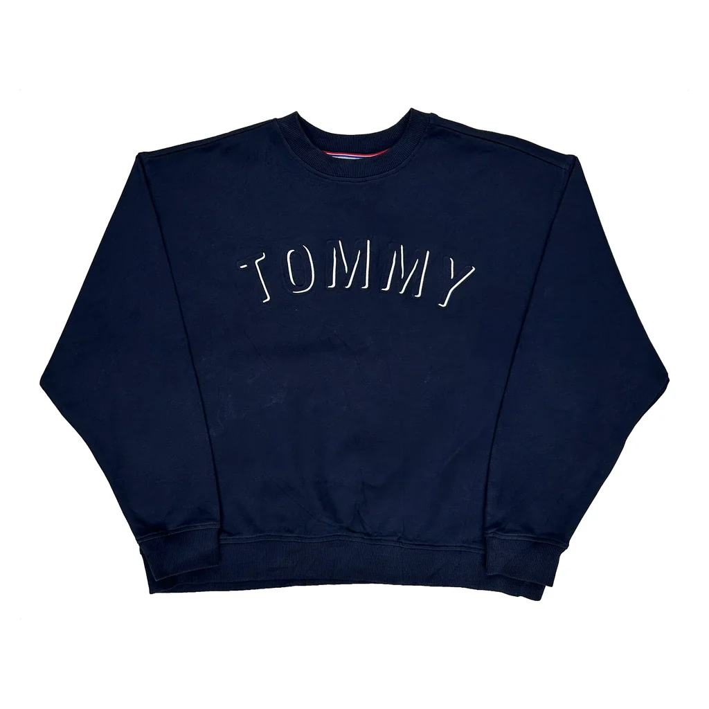 Tommy Jeans Spellout Sweatshirt - Medium Navy Cotton