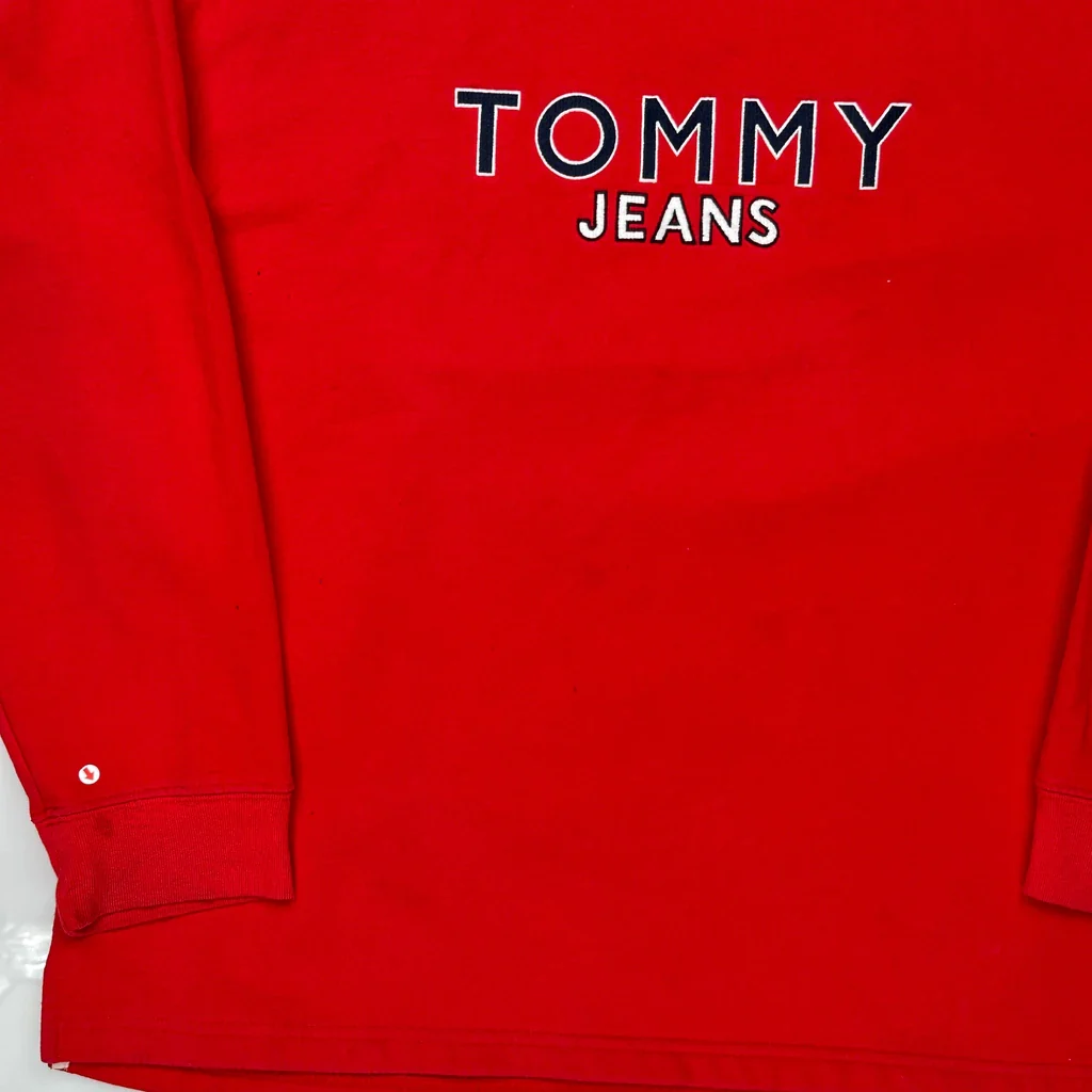 Tommy Jeans Spellout Sweatshirt - XL Red Cotton - Image 3