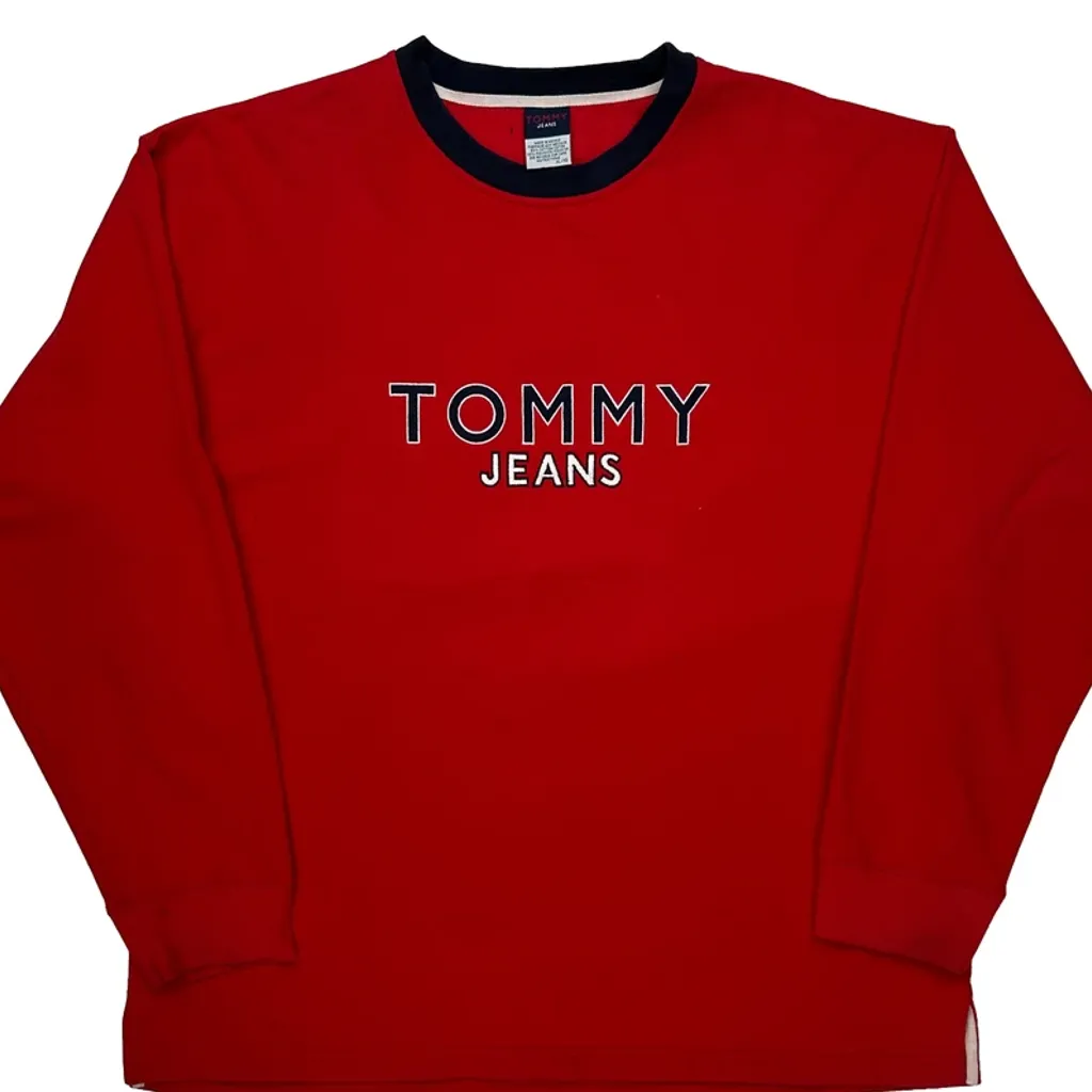 Tommy Jeans Spellout Sweatshirt - XL Red Cotton - Image 6