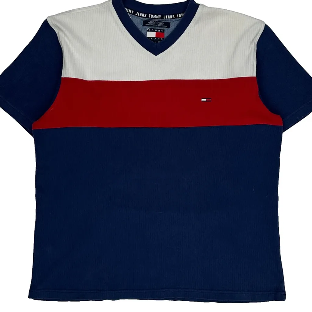 Tommy Jeans Striped T-Shirt - Large Blue Cotton - Image 4
