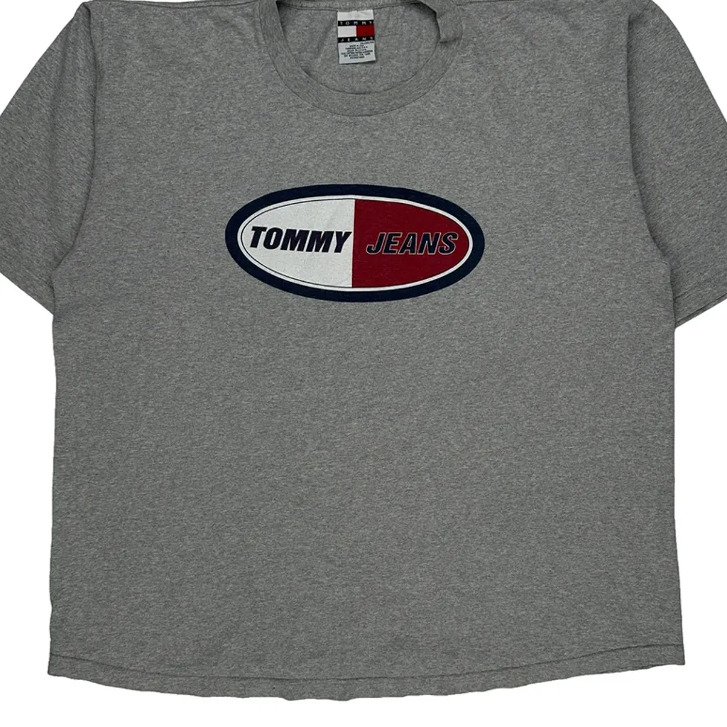 Tommy Jeans Spellout T-Shirt - 2XL Grey Cotton - Image 4