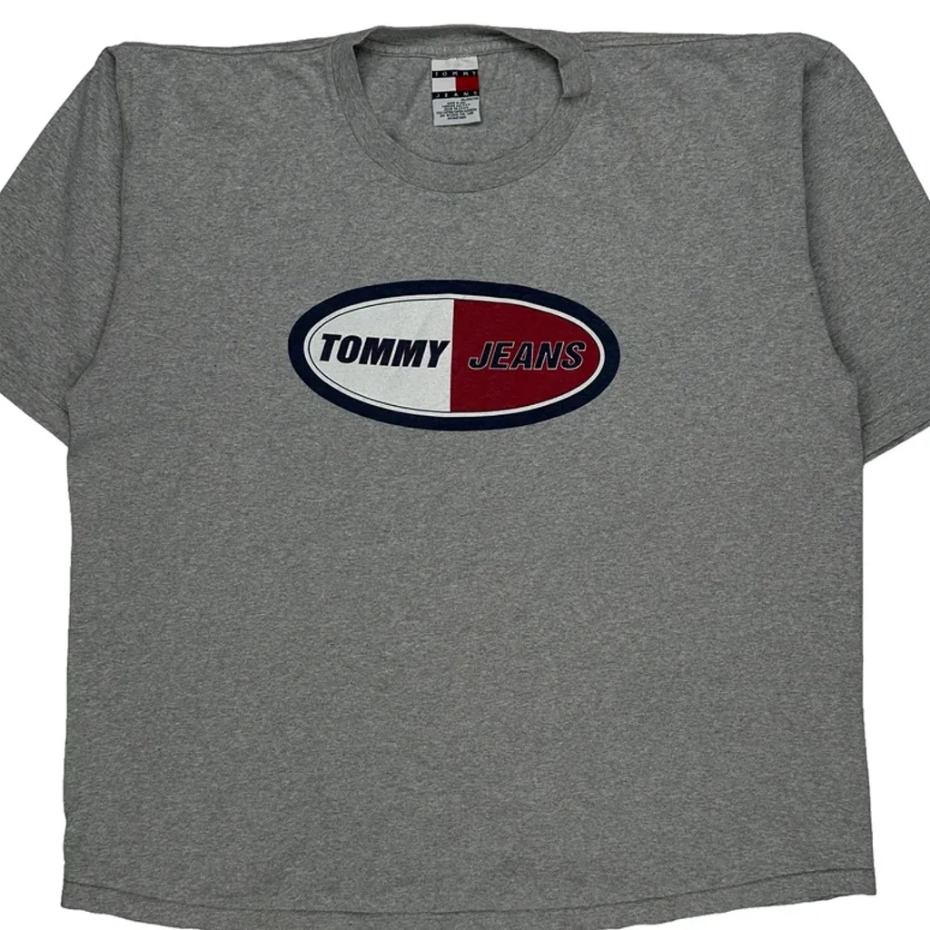Tommy Jeans Spellout T-Shirt - 2XL Grey Cotton - Image 5