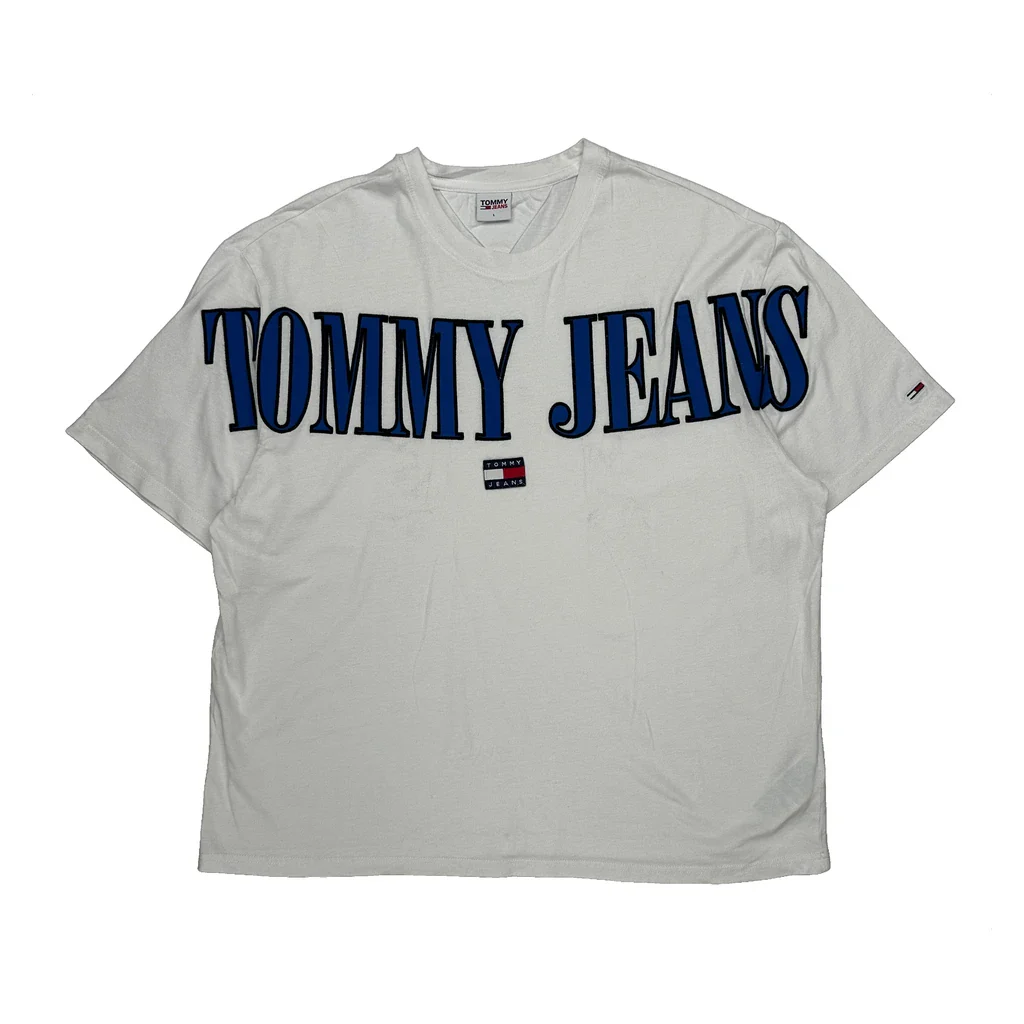 Tommy Jeans Spellout T-Shirt - Large White Cotton