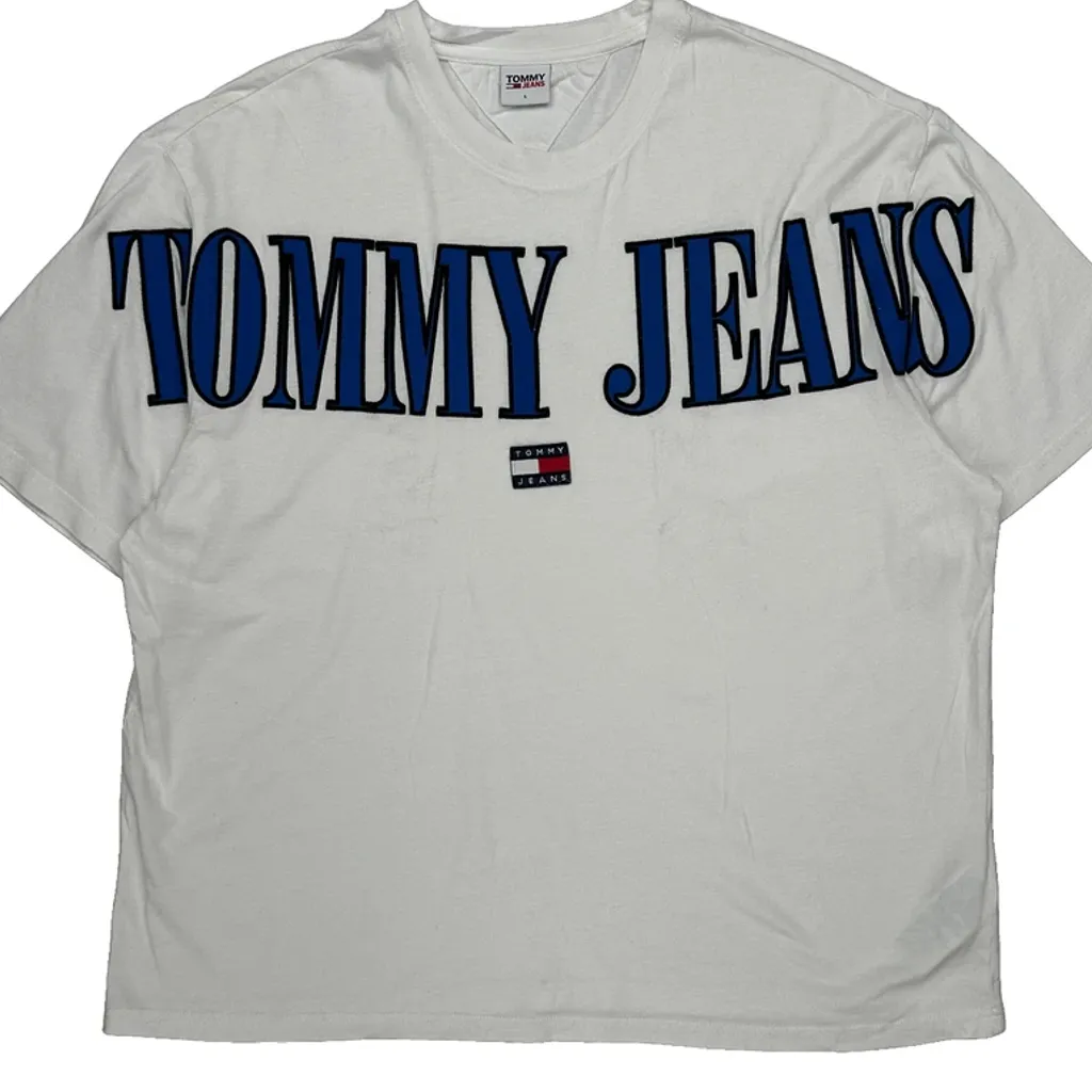Tommy Jeans Spellout T-Shirt - Large White Cotton - Image 4