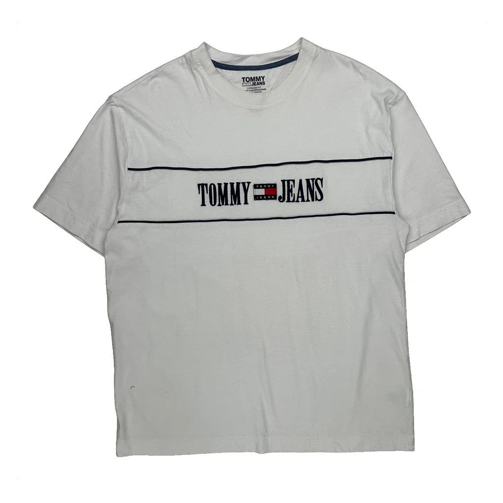 Tommy Jeans Spellout T-Shirt - Large White Cotton