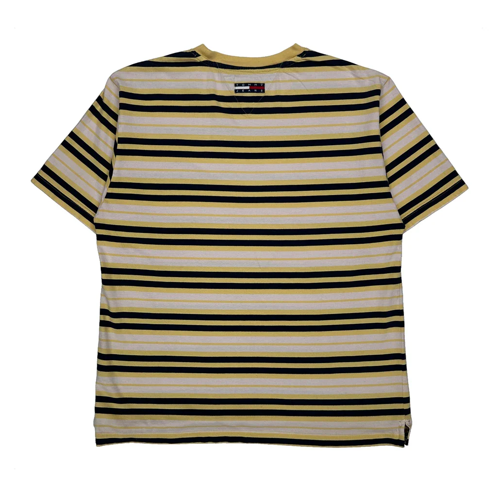 Tommy Jeans Striped T-Shirt - Large Yellow Cotton - Image 2