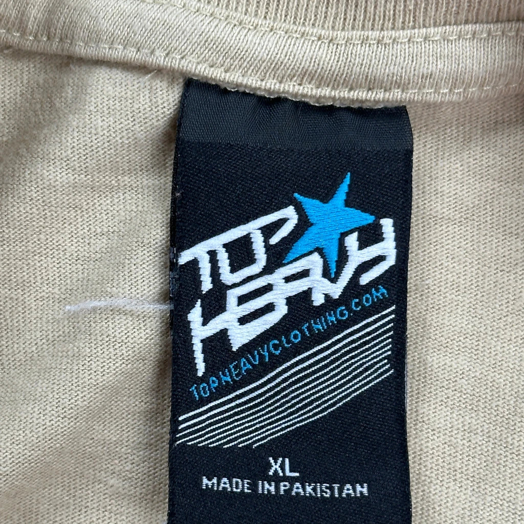 Top Heavy Graphic Long Sleeve T-Shirt - XL Beige Cotton - Image 3
