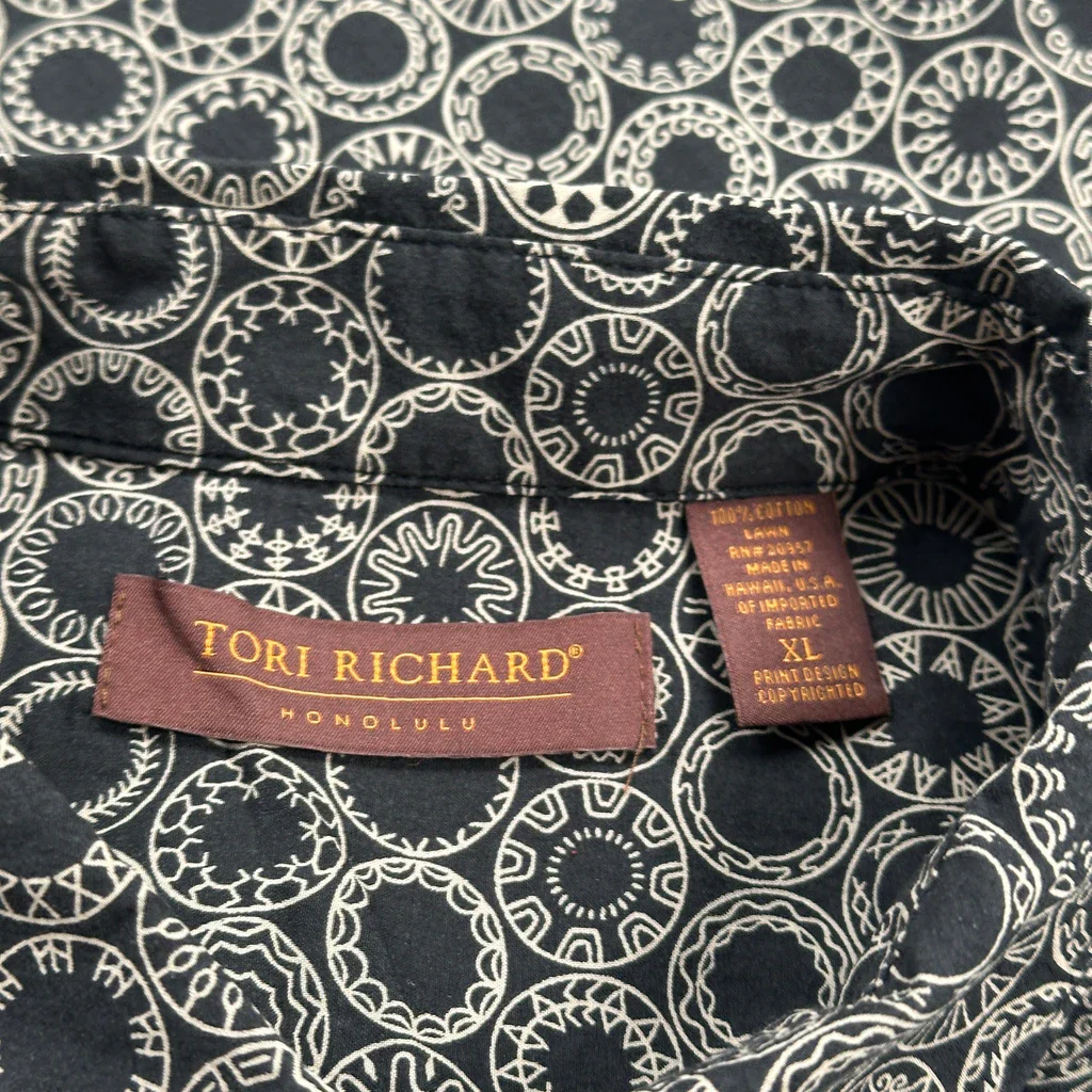 Tori Richards Hawaiian Shirt - XL Black Cotton - Image 3