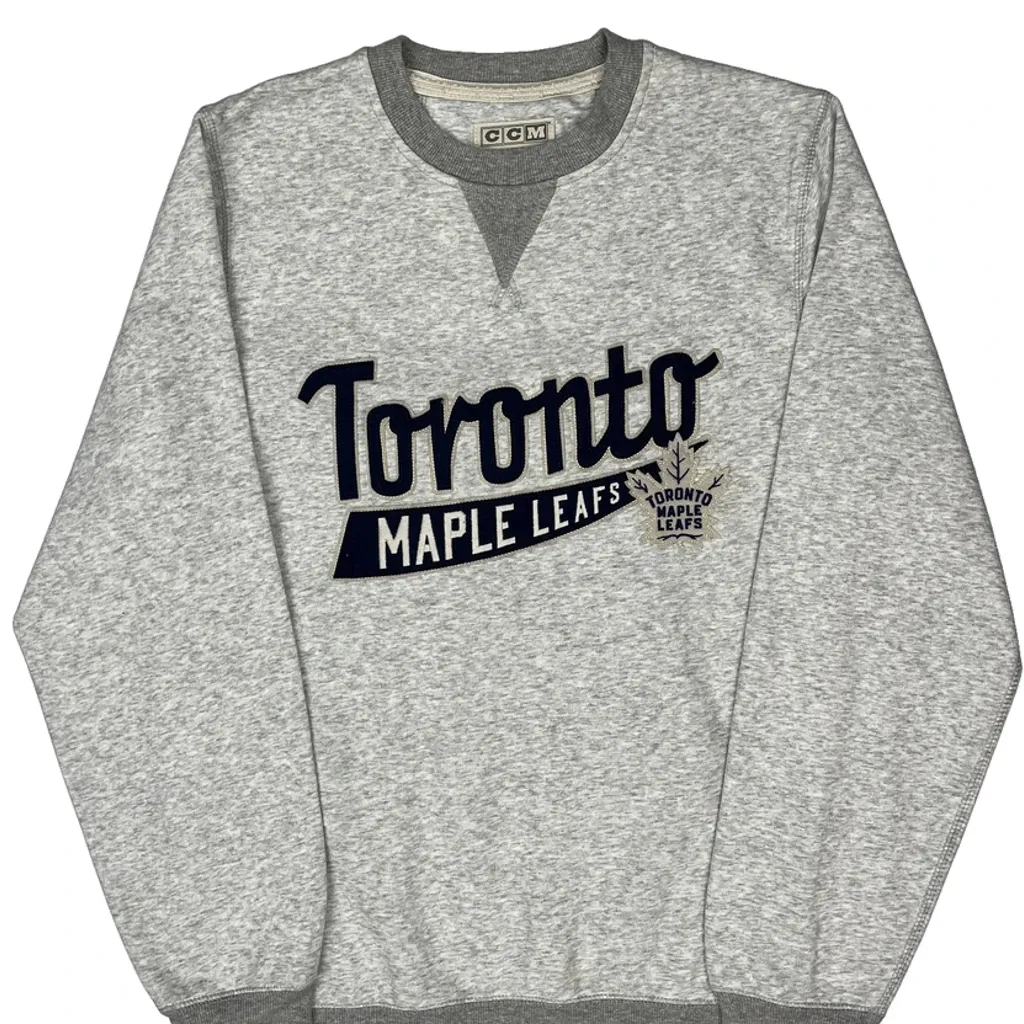 Toronto Maple Leafs Ccm Sweatshirt - Medium Grey Cotton - Image 4