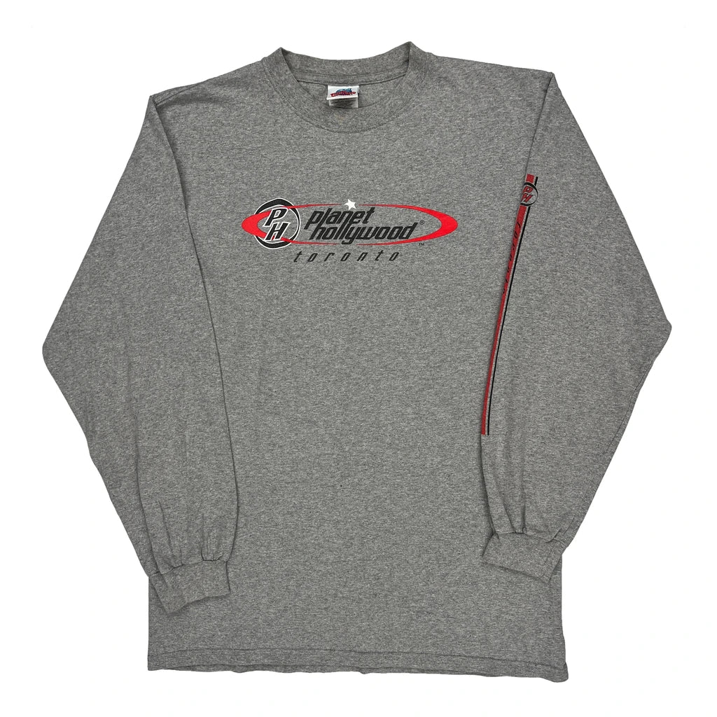 Toronto Planet Hollywood Graphic Long Sleeve T-Shirt - Large Gray Cotton