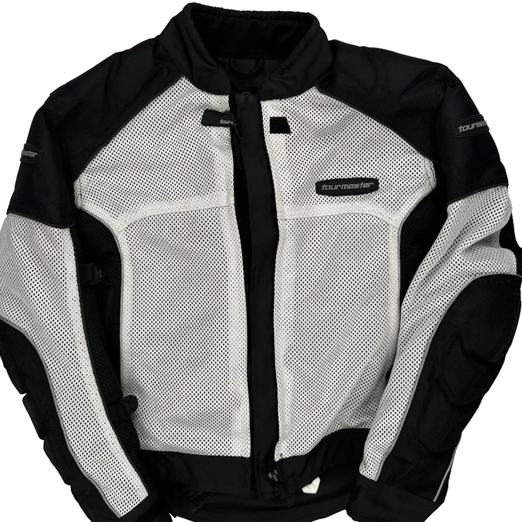 Tour Master Motorcycle Jacket - Medium Black & White Polyester - Image 4
