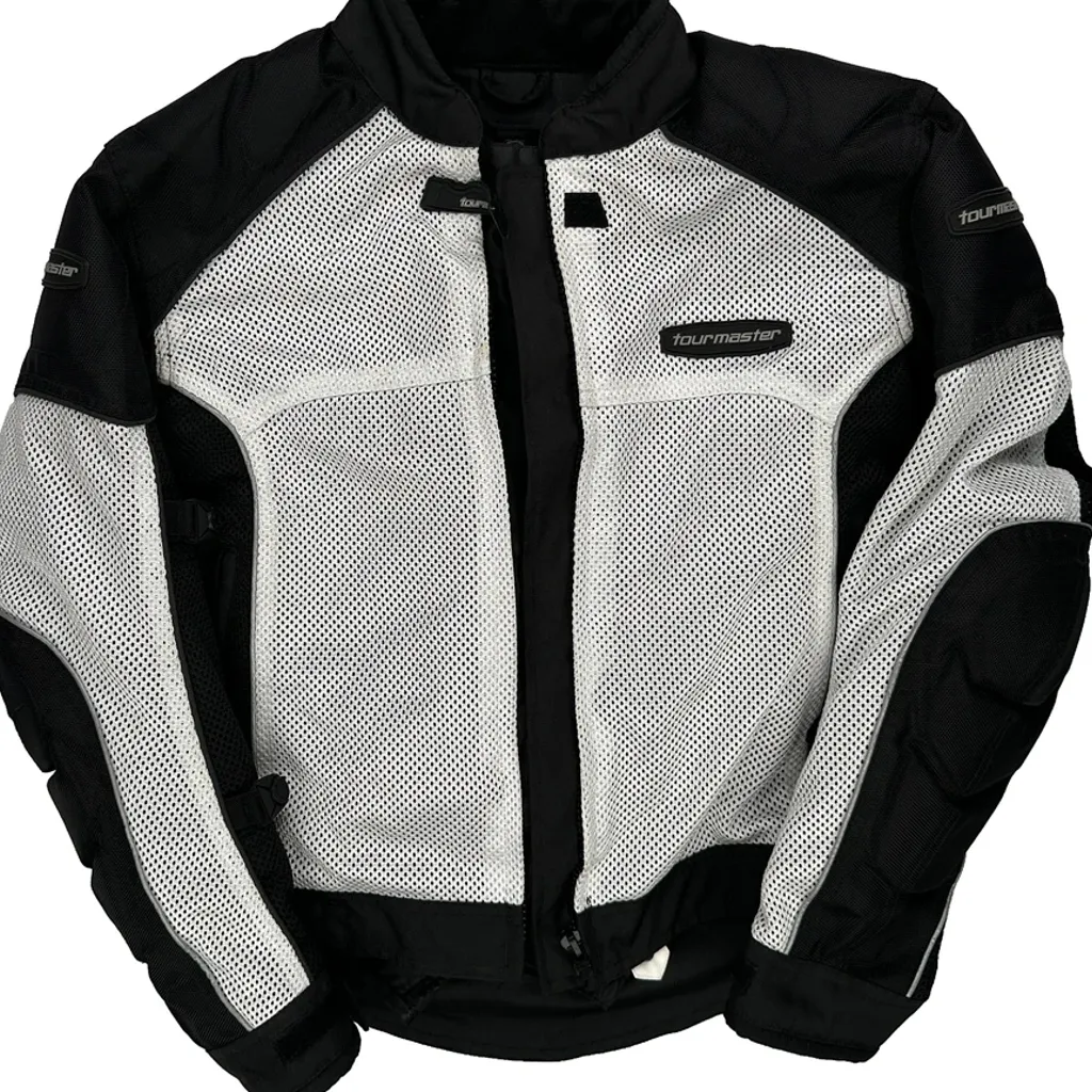 Tour Master Motorcycle Jacket - Medium Black & White Polyester - Image 5